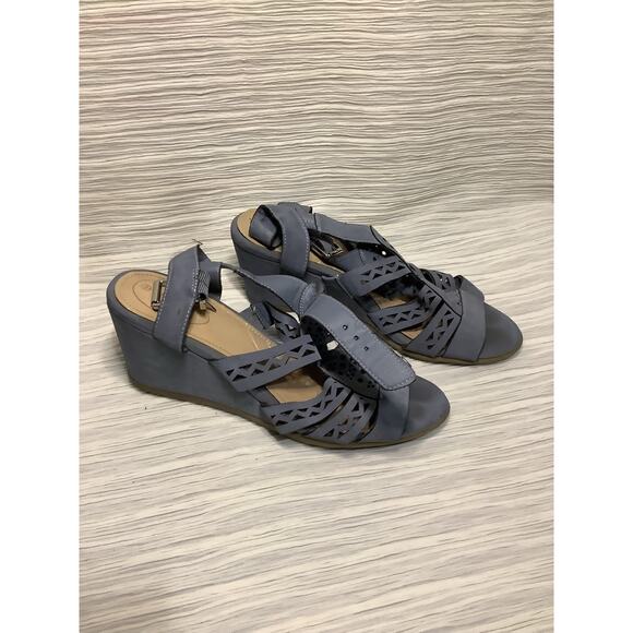 Giani Bernini Slate Blue Sandal Wedges - Picture 1 of 4